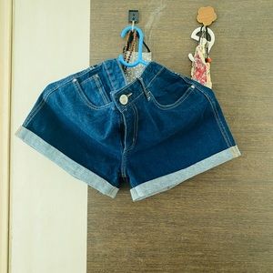 Brand new blue denim shorts